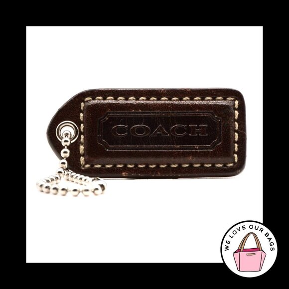 2" Y2K VINTAGE COACH Mahogany Brown Leather Key Fob Bag Charm Keychain Hang Tag - Picture 1 of 1